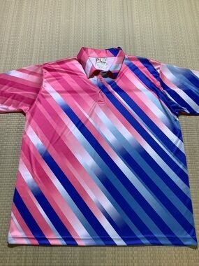PLG Pink & Blue Diagonal Stripe Polo Play Loud Golf